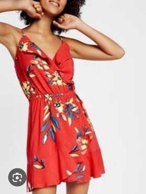 Express Floral Wrap-Style Dress